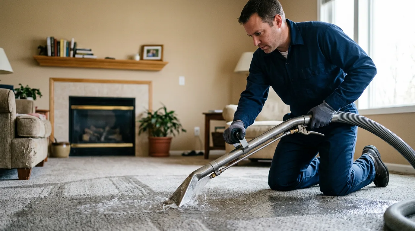 Water damage restoration technician working near Spencer, VA